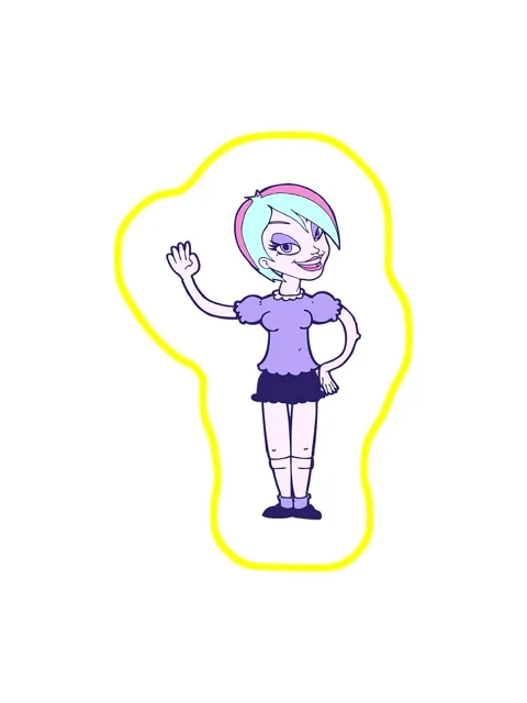 Radioactive glowing animation of cartoon waving woman Stock Footage 324175462