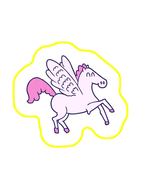 Radioactive glowing animation of cartoon winged horse Stock Footage 324144702