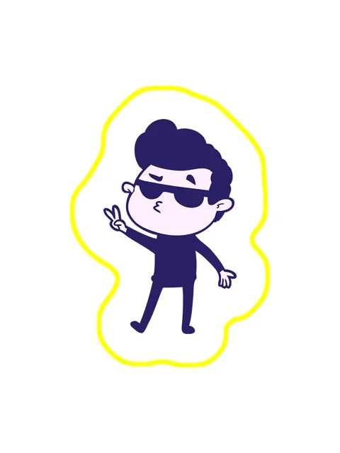 Radioactive glowing animation of cool guy cartoon Stock Footage 324294077