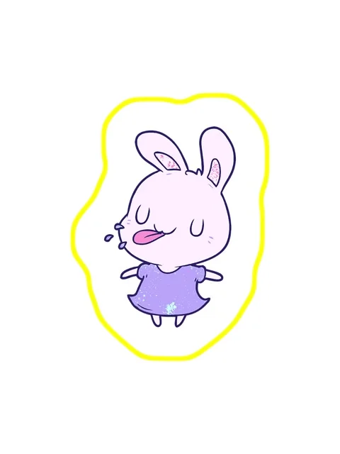 Radioactive glowing animation of cute cartoon rabbit blowing raspberry Stock Footage 324052146