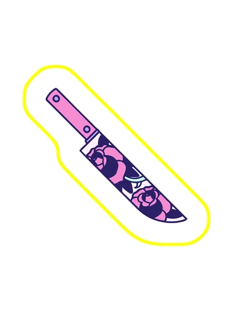 Radioactive glowing animation of a dagger and flowers Stock Footage 324361558