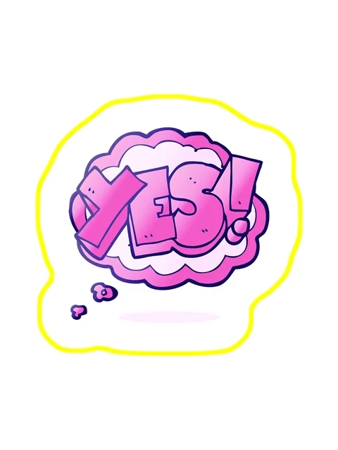 Radioactive glowing animation of freehand drawn thought bubble cartoon yes .. Stock Footage 324428400
