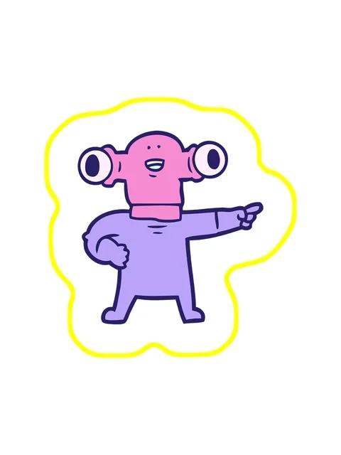 Radioactive glowing animation of friendly cartoon alien pointing Stock Footage 324240021