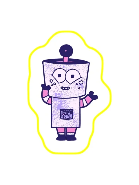 Radioactive glowing animation of happy cartoon robot waving hello Stock Footage 324371559