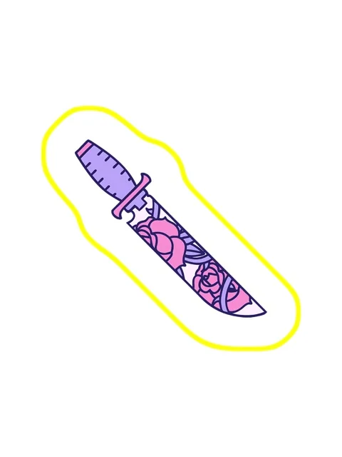 Radioactive glowing animation of iconic tattoo style image of a dagger with.. Stock Footage 324359153