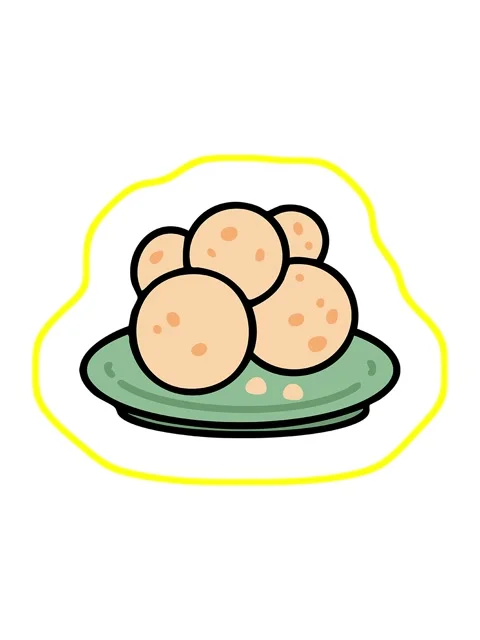 Radioactive glowing animation of pao de queijo brazillian cheese bread on pla Stock Footage 324306023