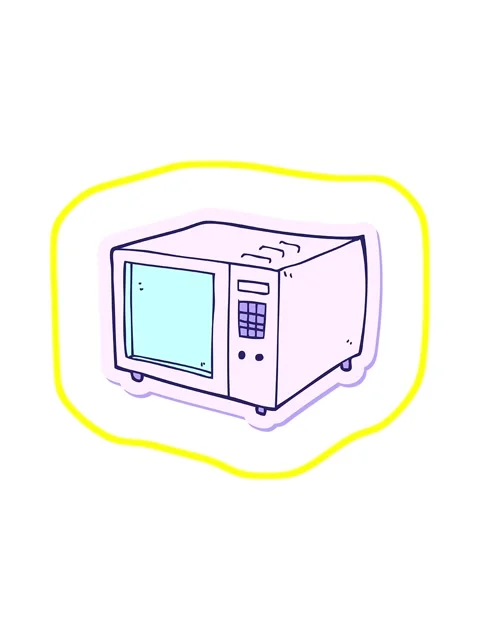 Radioactive glowing animation of sticker of a cartoon microwave Stock Footage 324188538