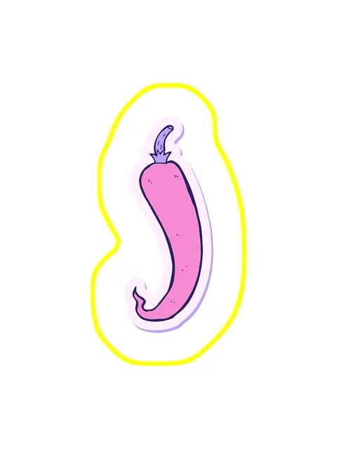 Radioactive glowing animation of sticker of a cartoon chilli pepper Stock Footage 324220121