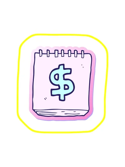Radioactive glowing animation of sticker of a cartoon note pad with dollar .. Stock Footage 324407451