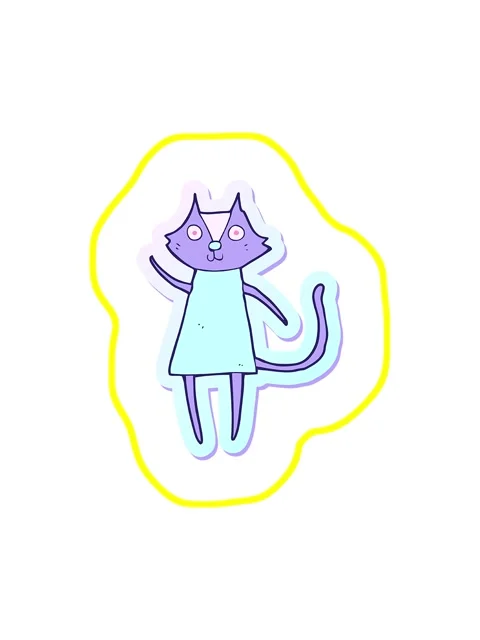 Radioactive glowing animation of sticker of a cute cartoon cat waving Stock Footage 324074197