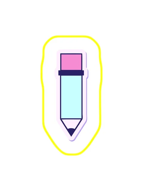 Radioactive glowing animation of sticker of a cute cartoon of a pencil Stock Footage 324442274