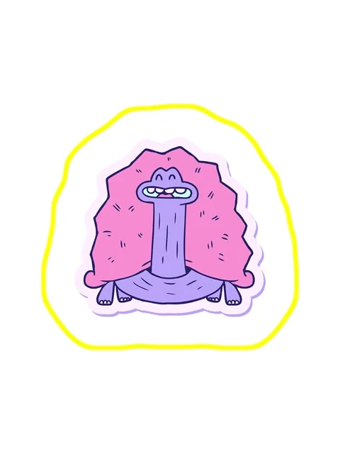 Radioactive glowing animation of sticker of a funny cartoon turtle Stock Footage 324310368
