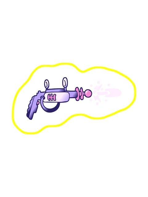 Radioactive glowing animation of vector gradient illustration cartoon ray gun Stock Footage 324441679