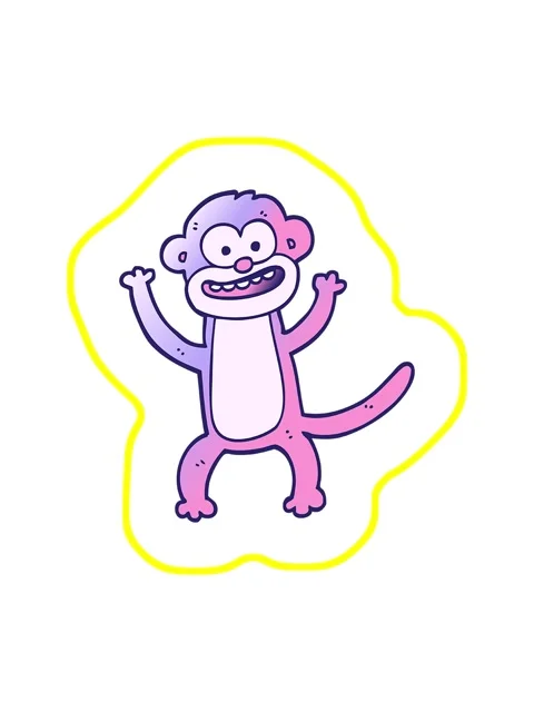 Radioactive glowing animation of vector gradient illustration cartoon monkey Stock Footage 324465092
