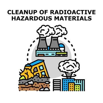 Radioactive hazardous materials cleanup and environmental impact Stock Illustration