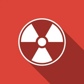 Radioactive icon isolated with long shadow. Radioactive toxic symbol. Radiation 스톡 일러스트