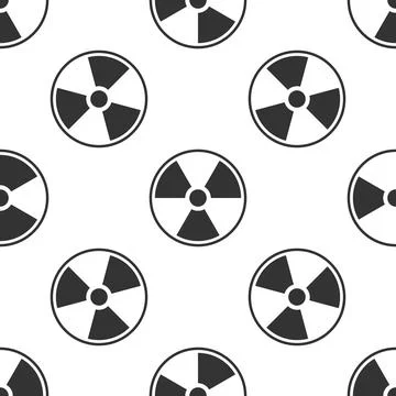 Radioactive icon seamless pattern on white background. Radioactive toxic symbol 스톡 일러스트