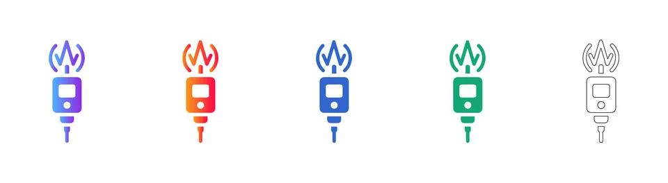 Radioactive Material Detector and Sensor Icons Stock Illustration