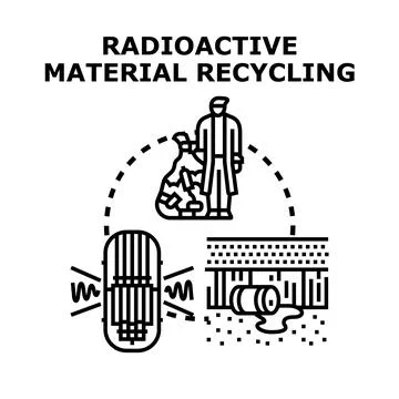 Radioactive material recycling process and waste management Stock Illustration