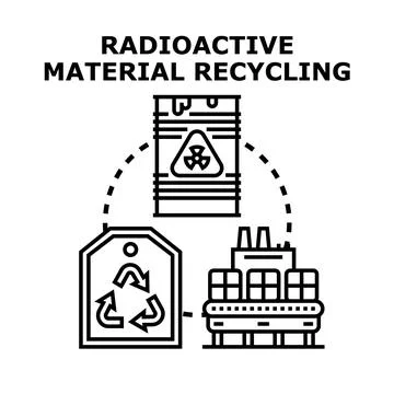 Radioactive material recycling process and waste management Stock Illustration