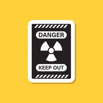 Radioactive material sticker icon in flat style. Radiation danger vector il.. Stock Illustration