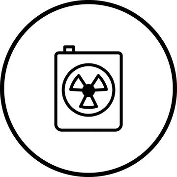 Radioactive material symbol in a container with circle outline minimalist d.. Stock Illustration