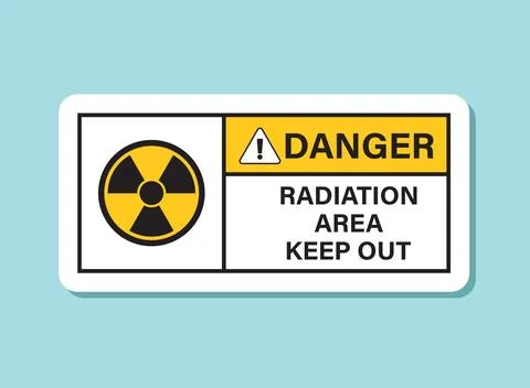 Radioactive material warning sticker icon in flat style. Radiation danger v.. Stock Illustration