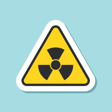 Radioactive material warning sticker icon in flat style. Radiation danger v.. Stock Illustration