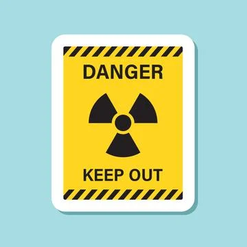 Radioactive material warning sticker icon in flat style. Radiation danger v.. Stock Illustration