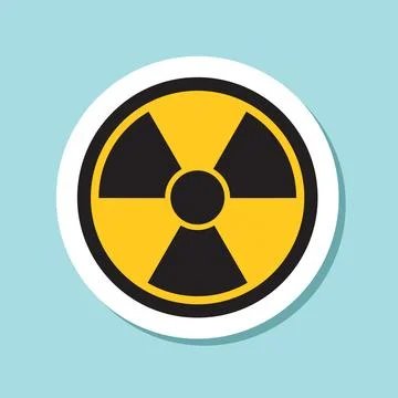 Radioactive material warning sticker icon in flat style. Radiation danger v.. Stock Illustration
