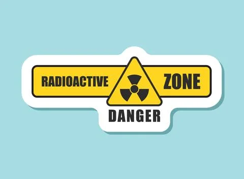 Radioactive material warning sticker icon in flat style. Radiation danger v.. Stock Illustration