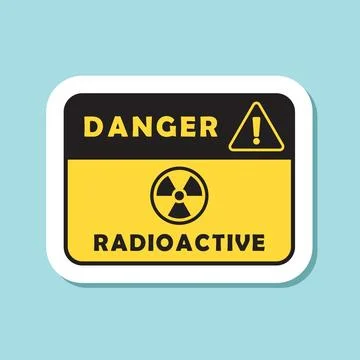 Radioactive material warning sticker icon in flat style. Radiation danger v.. Stock Illustration