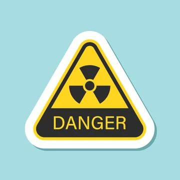 Radioactive material warning sticker icon in flat style. Radiation danger v.. Stock Illustration