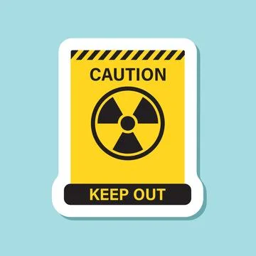 Radioactive material warning sticker icon in flat style. Radiation danger v.. Stock Illustration