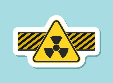 Radioactive material warning sticker icon in flat style. Radiation danger v.. Stock Illustration