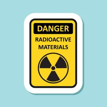 Radioactive material warning sticker icon in flat style. Radiation danger v.. Stock Illustration