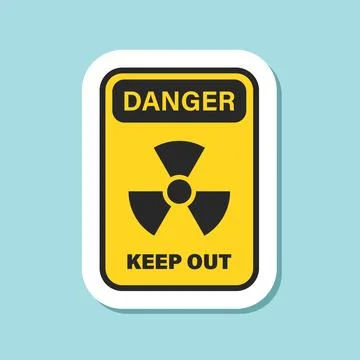 Radioactive material warning sticker icon in flat style. Radiation danger v.. Stock Illustration