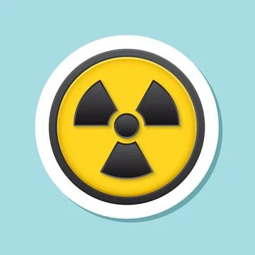 Radioactive material warning sticker icon in flat style. Radiation danger v.. Stock Illustration