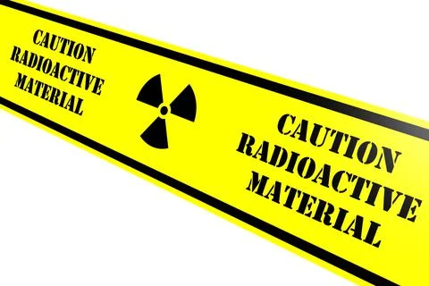 Radioactive material. Yellow warning tape Stock Illustration
