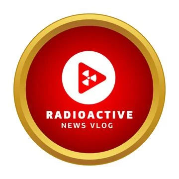 Radioactive news vlog play button logo icon Stock Illustration