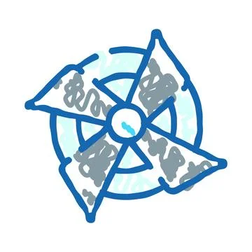 Radioactive nuclear hazard symbol doodle icon Stock Illustration