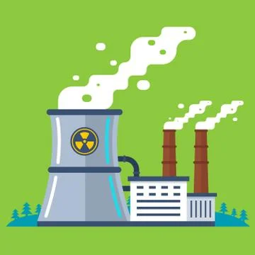 Radioactive plant with a pipe. Stock Illustration