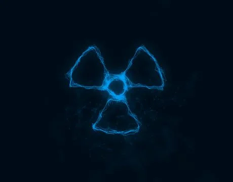 Radioactive symbol icon with plexus effect. Connected lines with dots Stock Illustration