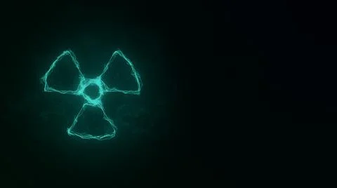 Radioactive symbol icon with plexus effect. Connected lines with dots Stock Illustration