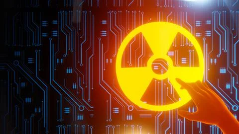 Radioactive technology glowing digital network effect 3d Illustration 스톡 일러스트