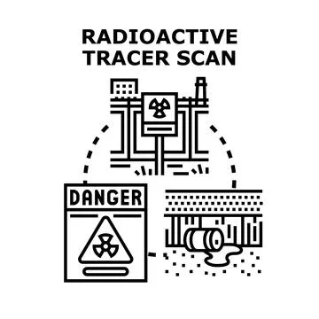 Radioactive tracer scan concept with hazard warning Stock Illustration