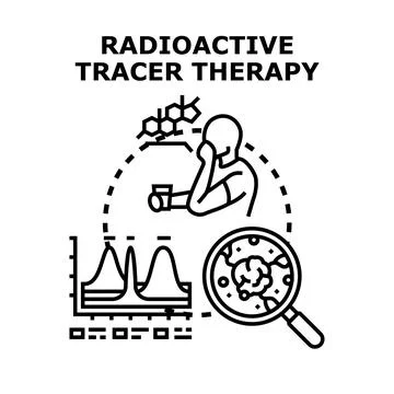Radioactive tracer therapy targeting disease cells for treatment Stock Illustration