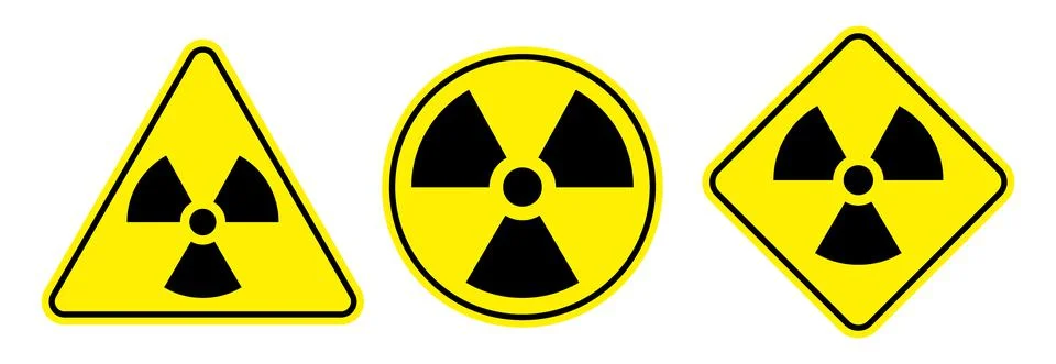 Radioactive warning sign vector set. Triangle, circle, and rectangle shape Stock-Illustration
