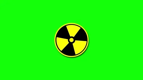 Radioactive warning symbol bright green screen with bold yellow and black hazard Stock Footage 340411036