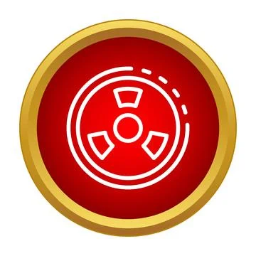 Radioactive warning symbol on red push button Stock Illustration